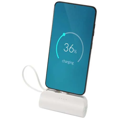 Batterie de secours Alnair Type-C de5 000 mAh et 10 W en plastique recyclé avec support de retournement intégré et câble 2 en 1
