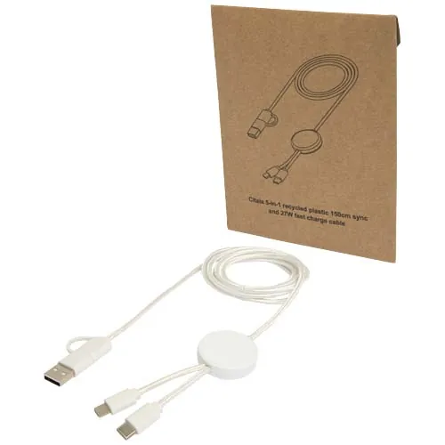 Câble 5 en 1 Citala en plastique recyclé de 150 cm pour la synchronisation des données et la charge rapide de 27 W