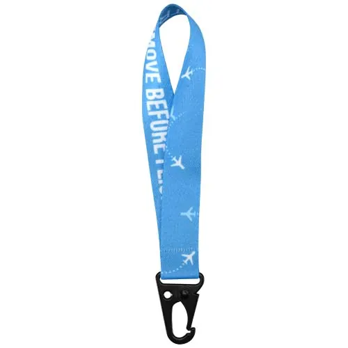 Étiquette à bagage Leif en RPET avec impression par sublimation et mousqueton