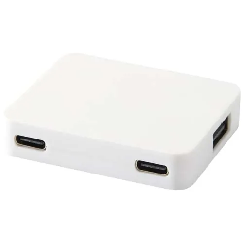 Hub USB 4 ports Gaia avec sortie USB-A et Type-C et double entrée - fabriqué en plastique recyclé