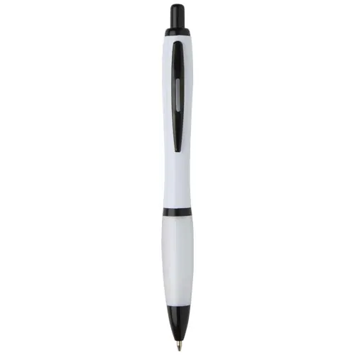 Stylo bille Nash en plastique recyclé avec garnitures noires (encre noire)